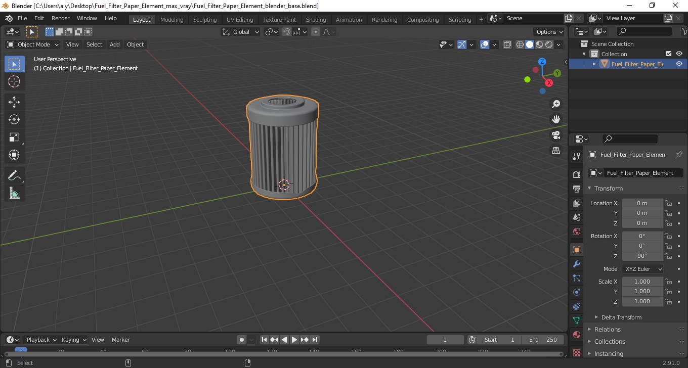 3D model Fuel Filter Paper Element
