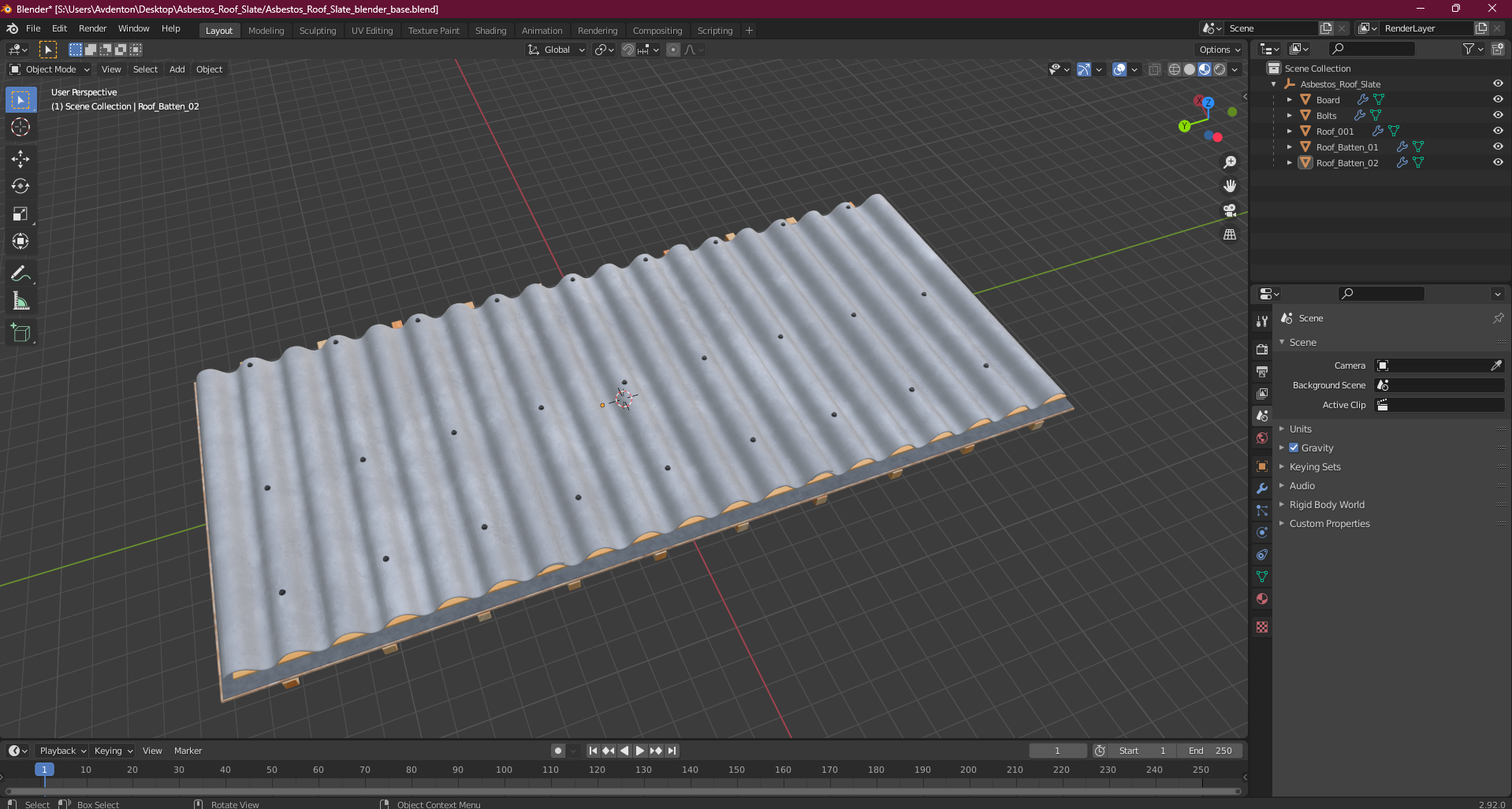 Asbestos Roof Slate 3D model