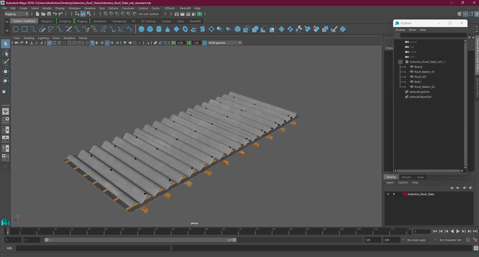 Asbestos Roof Slate 3D model