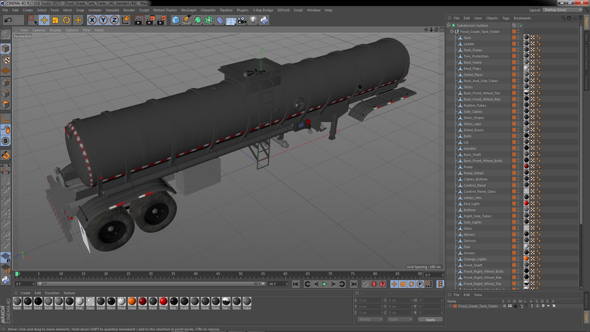 3D Food Grade Tank Trailer model
