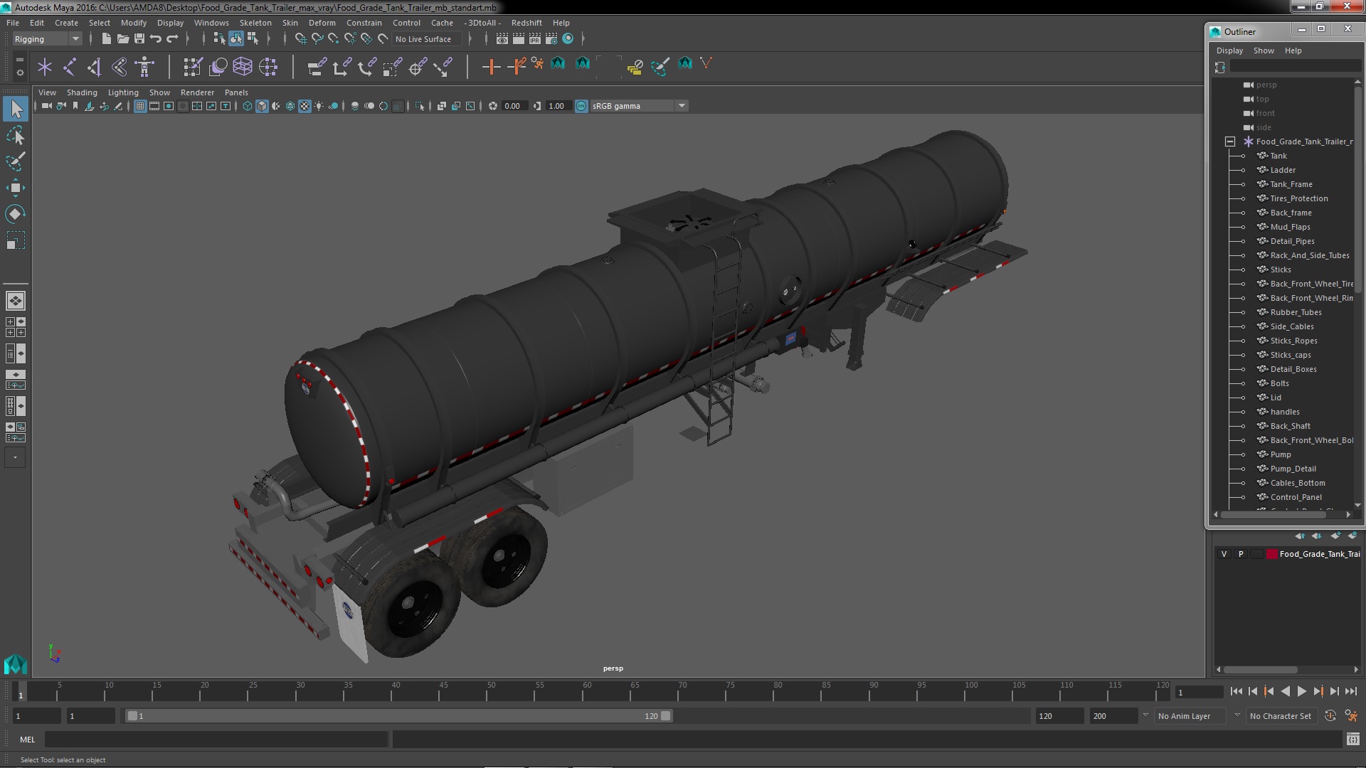 3D Food Grade Tank Trailer model