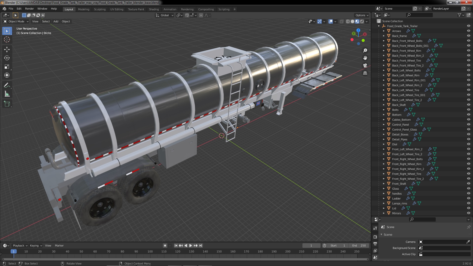 3D Food Grade Tank Trailer model