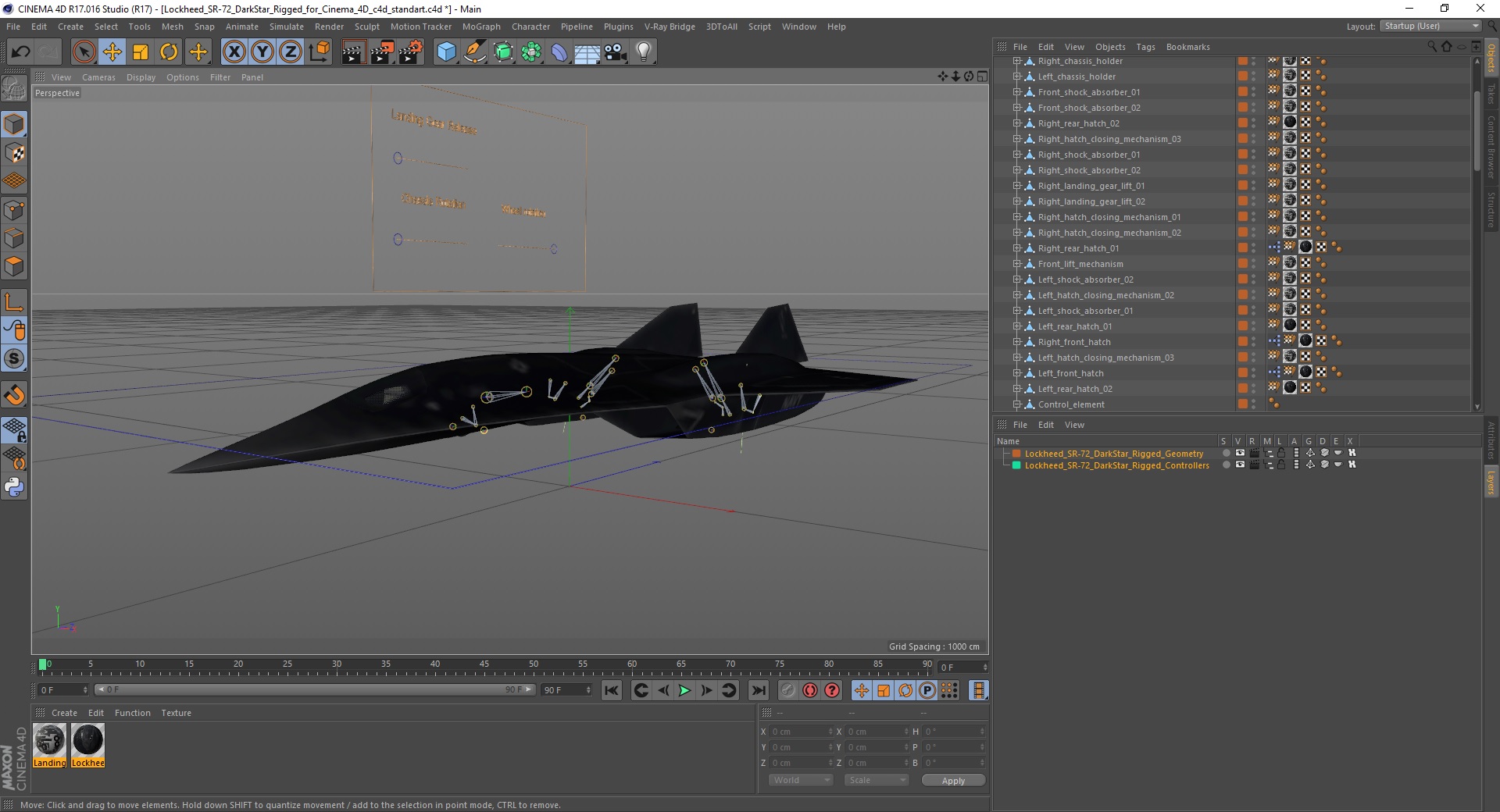 Lockheed SR-72 DarkStar Rigged for Cinema 4D 3D model