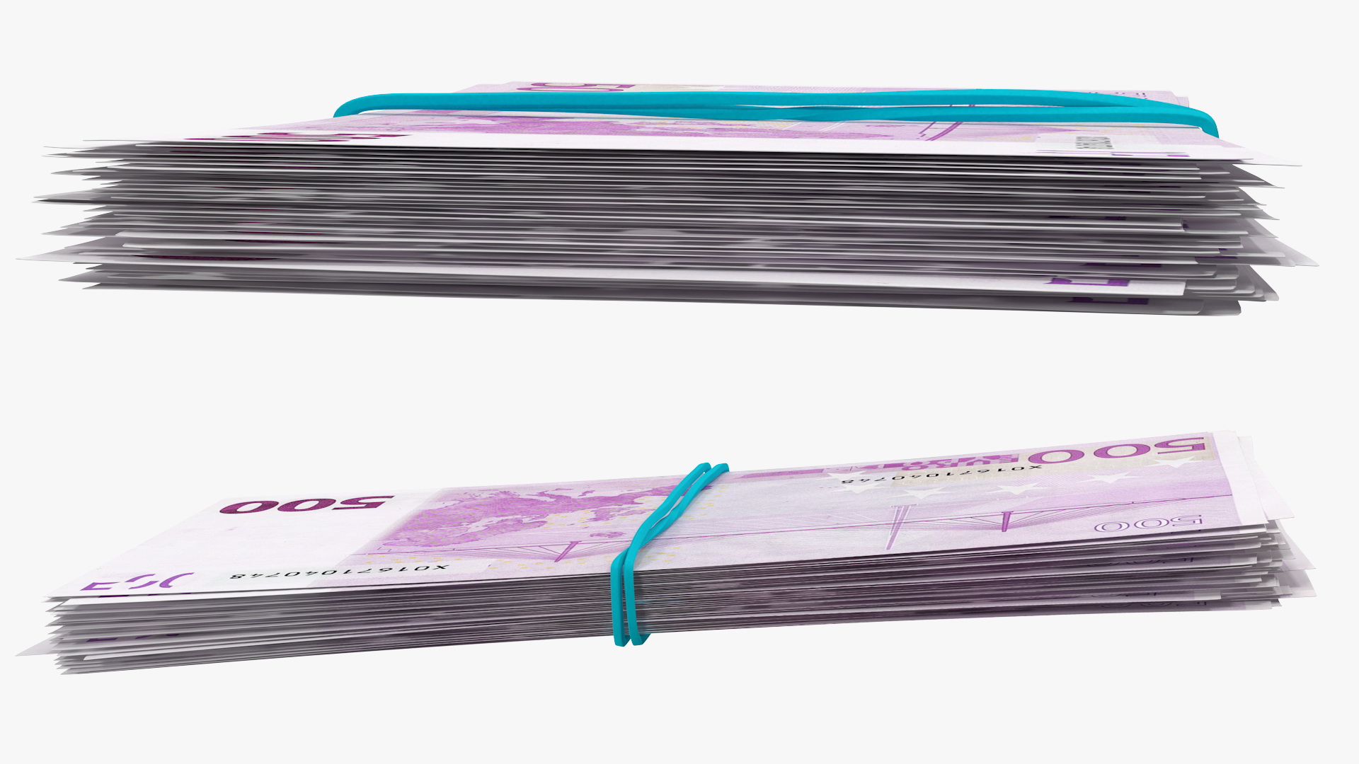Bundle of 500 Euro Banknotes Bills 3D model