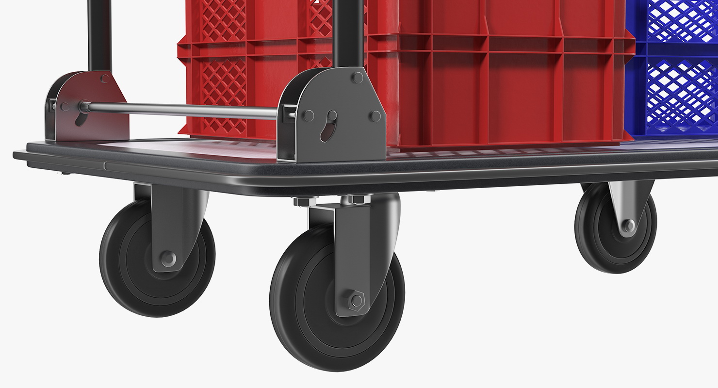 Folding Handle Trolley with Crates 3D model