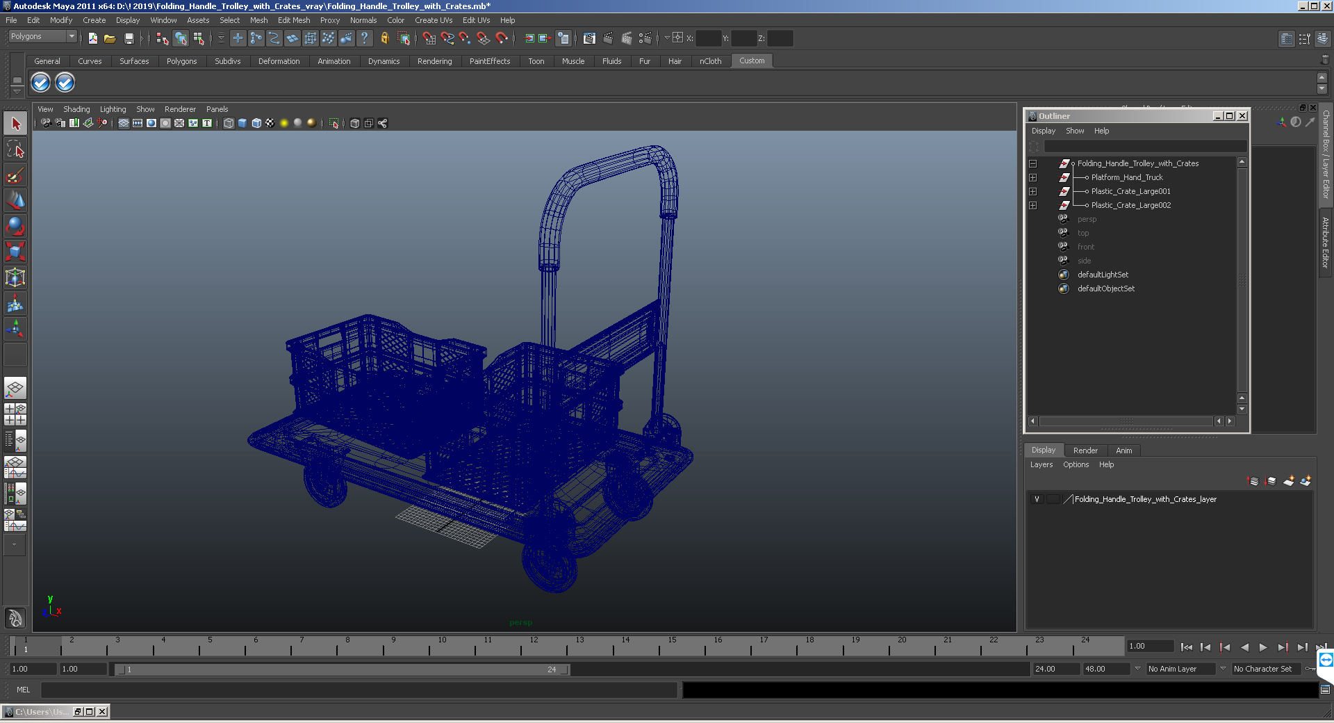Folding Handle Trolley with Crates 3D model