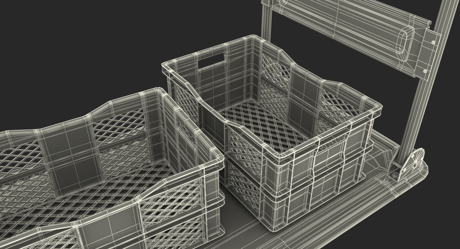 Folding Handle Trolley with Crates 3D model