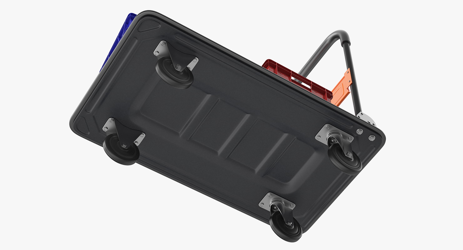 Folding Handle Trolley with Crates 3D model