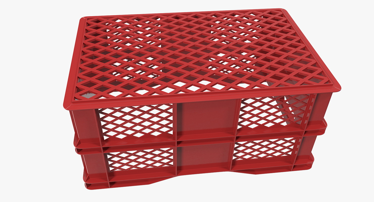 Folding Handle Trolley with Crates 3D model