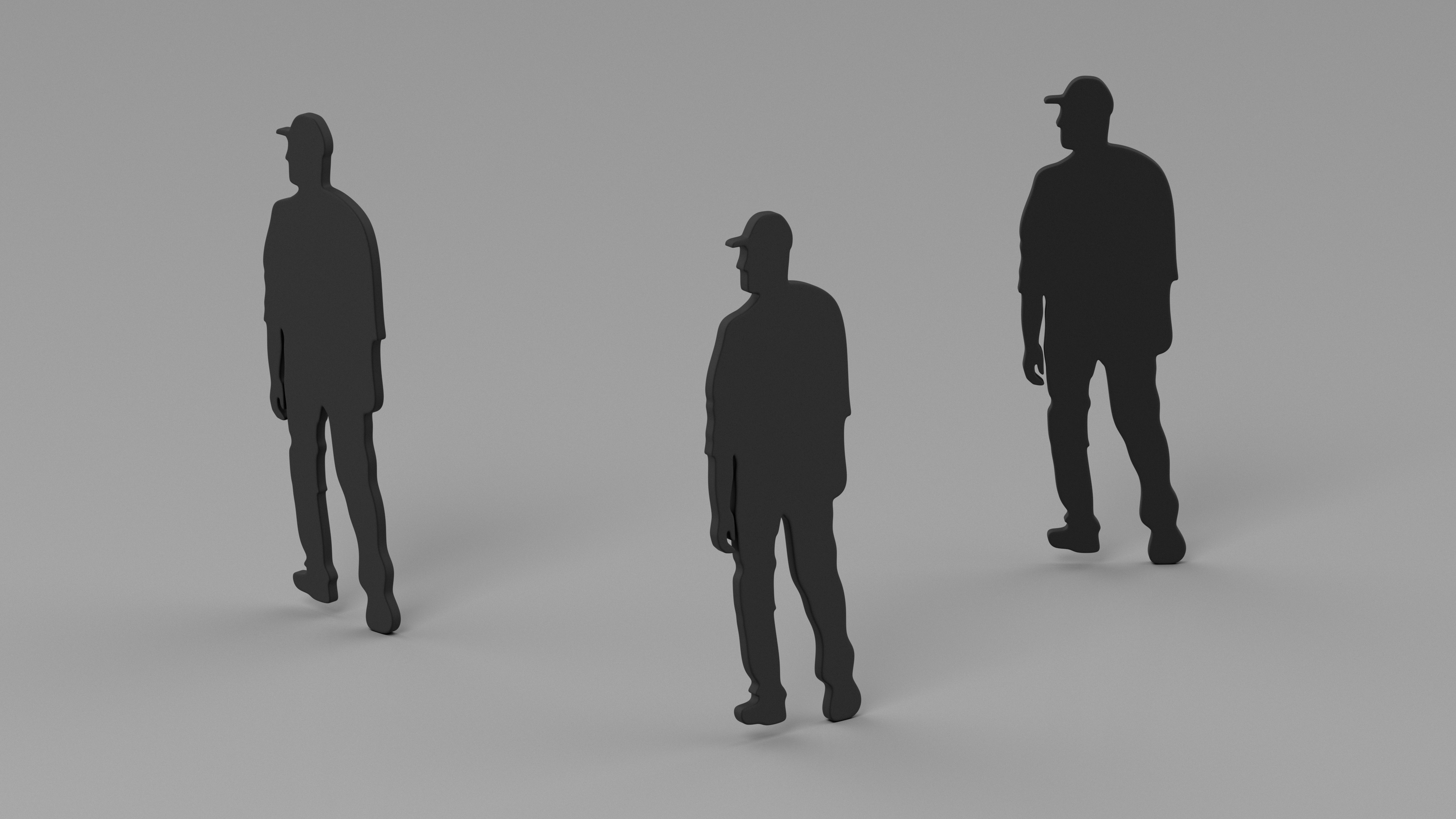 3D Walking Young Man Silhouette model