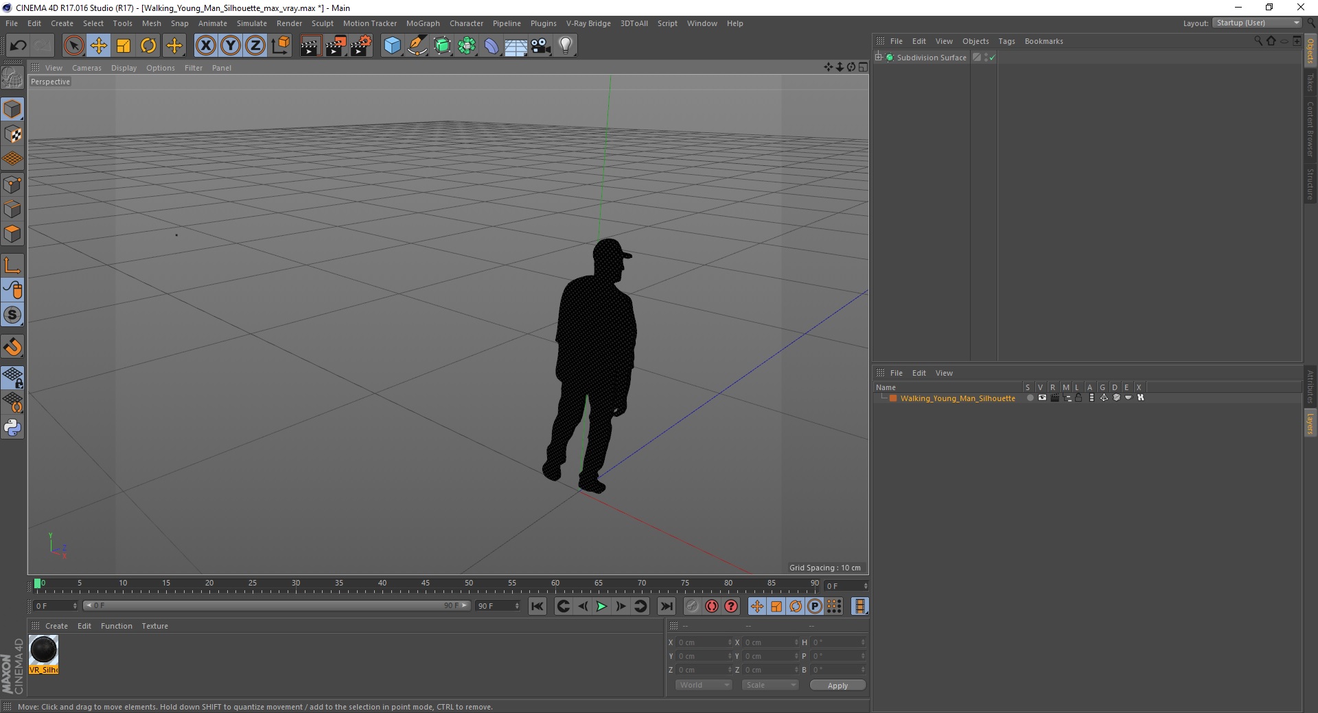 3D Walking Young Man Silhouette model