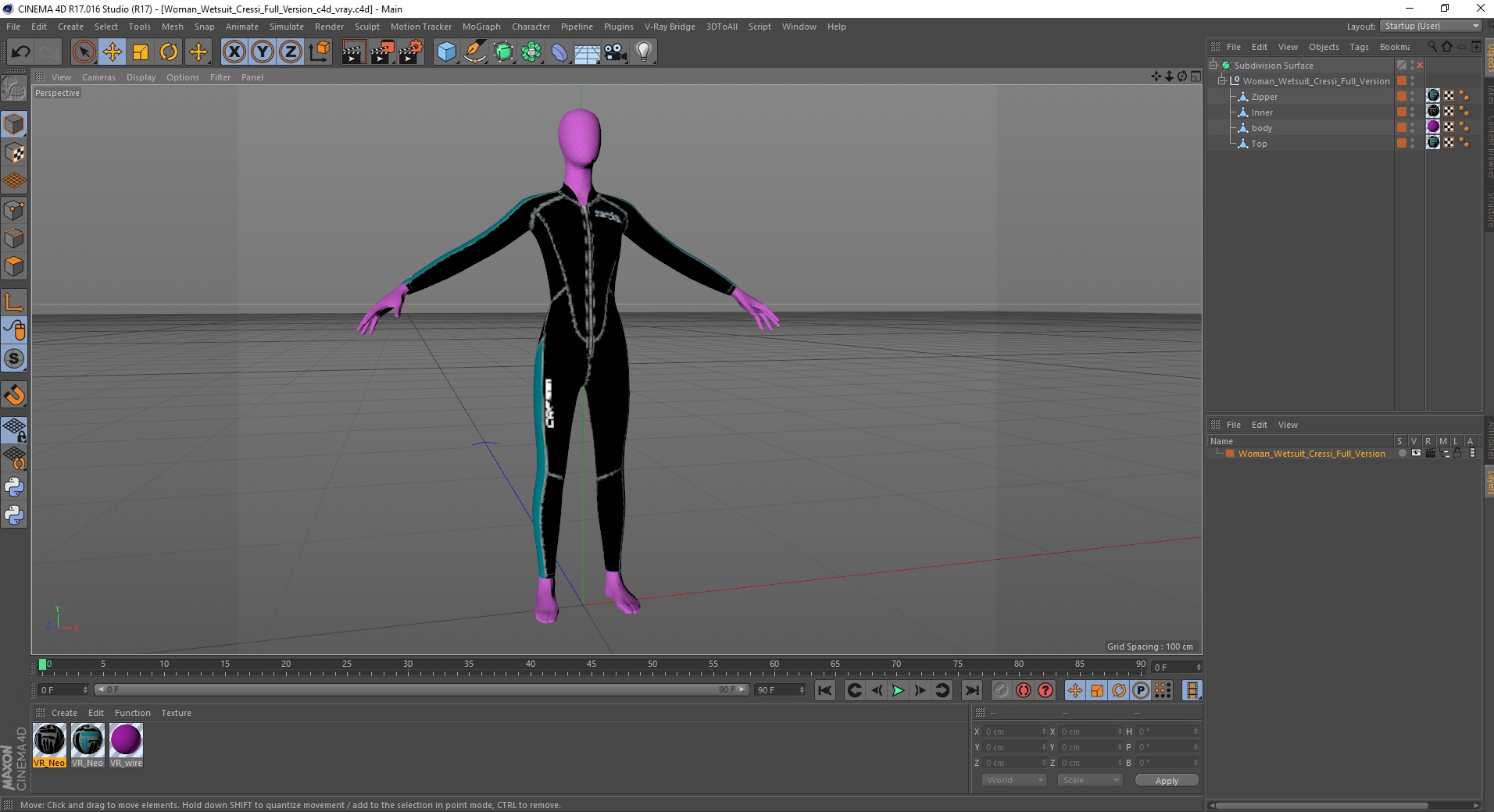 3D Woman Wetsuit Cressi Full Version model
