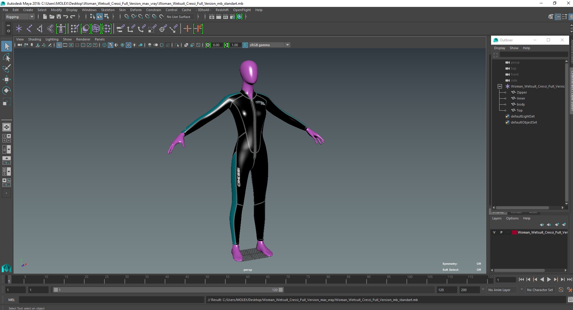 3D Woman Wetsuit Cressi Full Version model