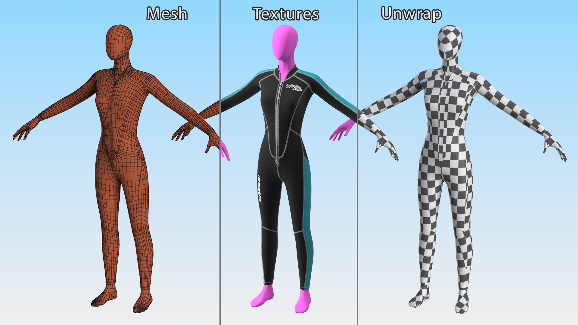 3D Woman Wetsuit Cressi Full Version model