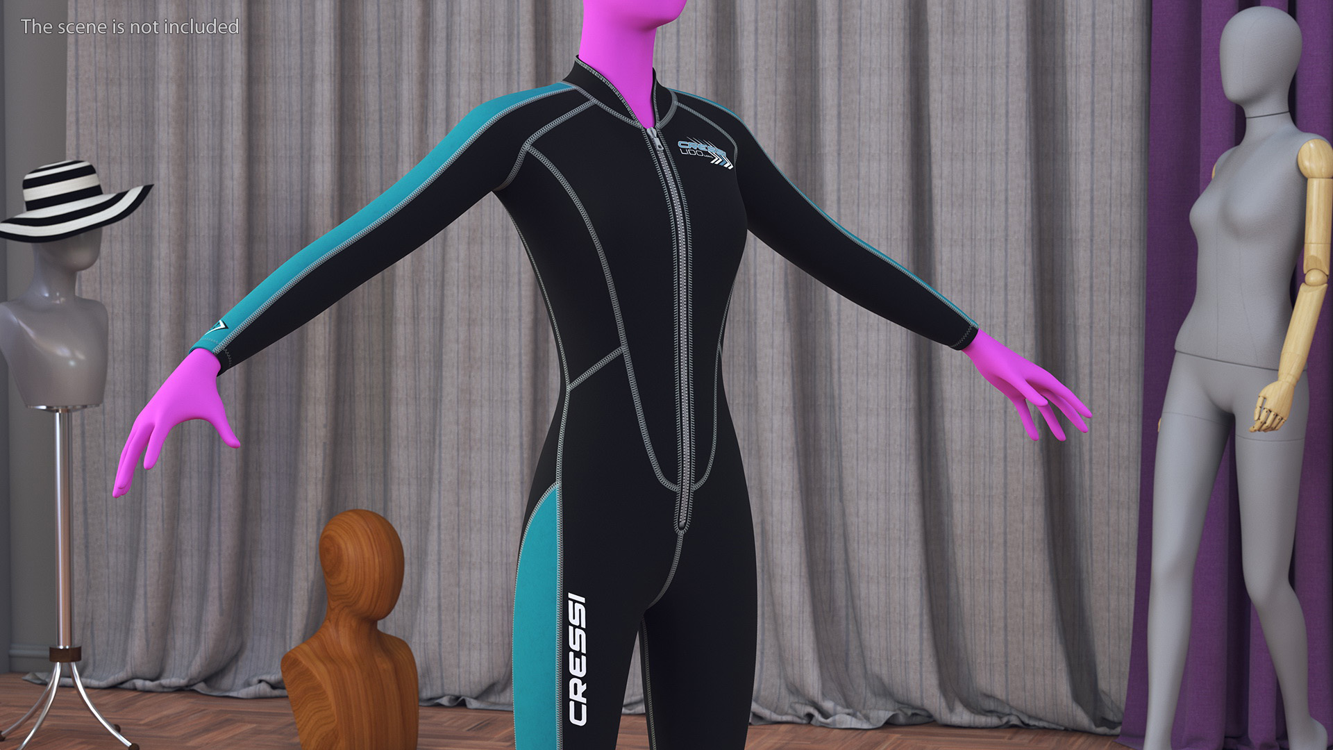 3D Woman Wetsuit Cressi Full Version model
