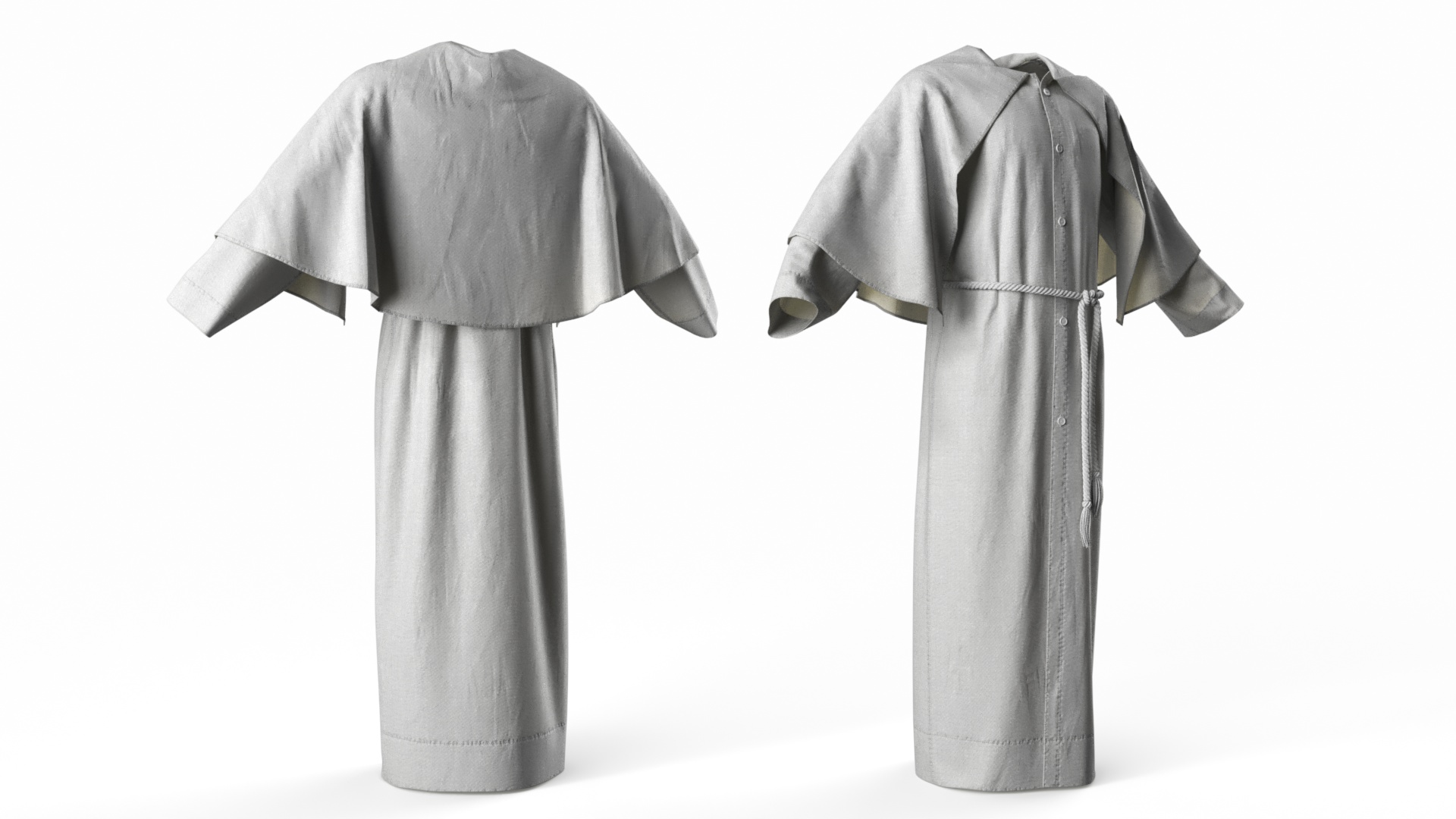 3D model Long Robe with Mantle and Belt