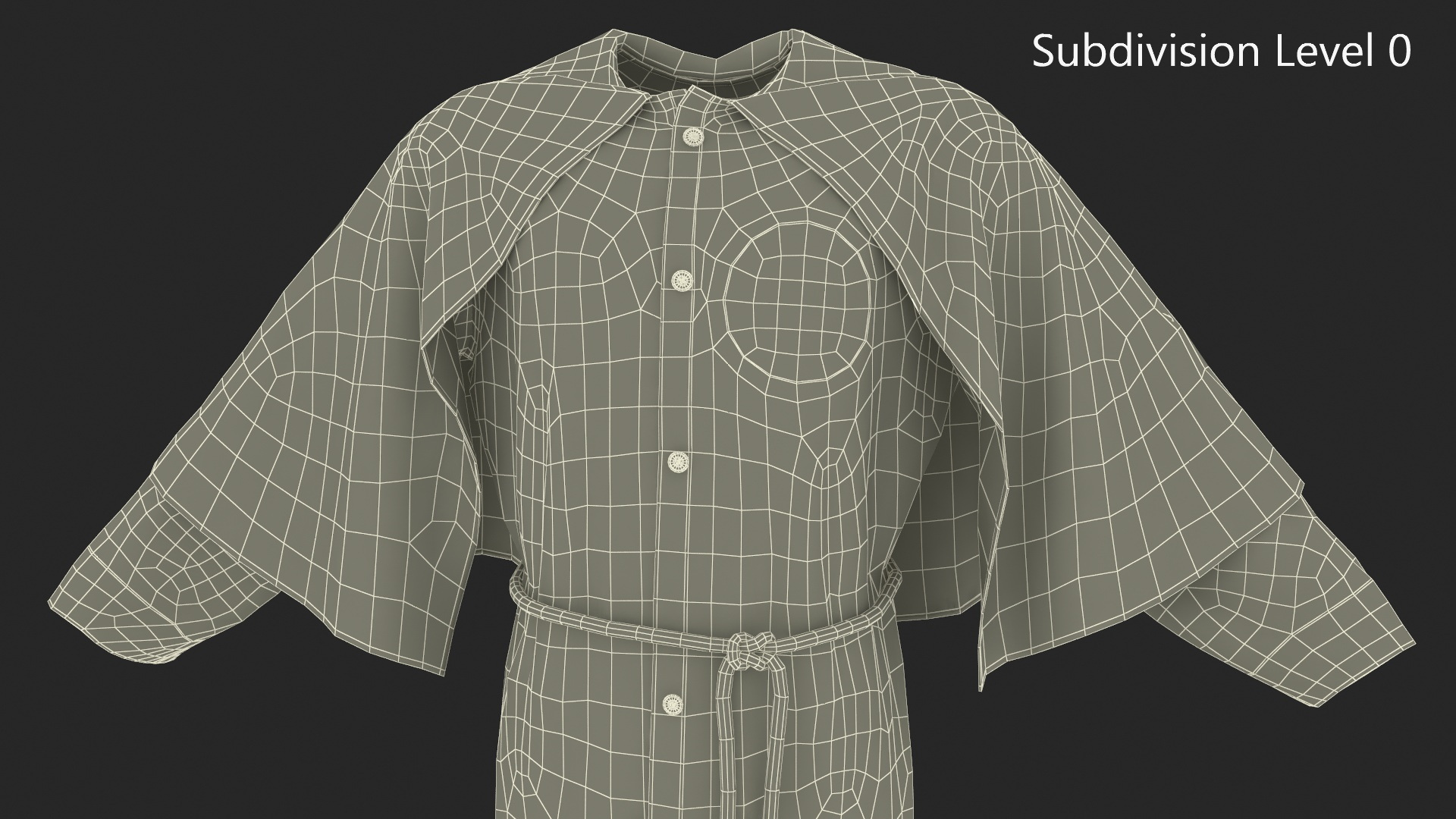 3D model Long Robe with Mantle and Belt