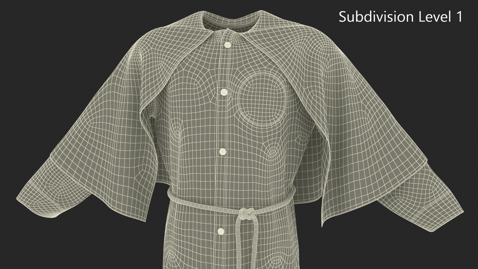 3D model Long Robe with Mantle and Belt