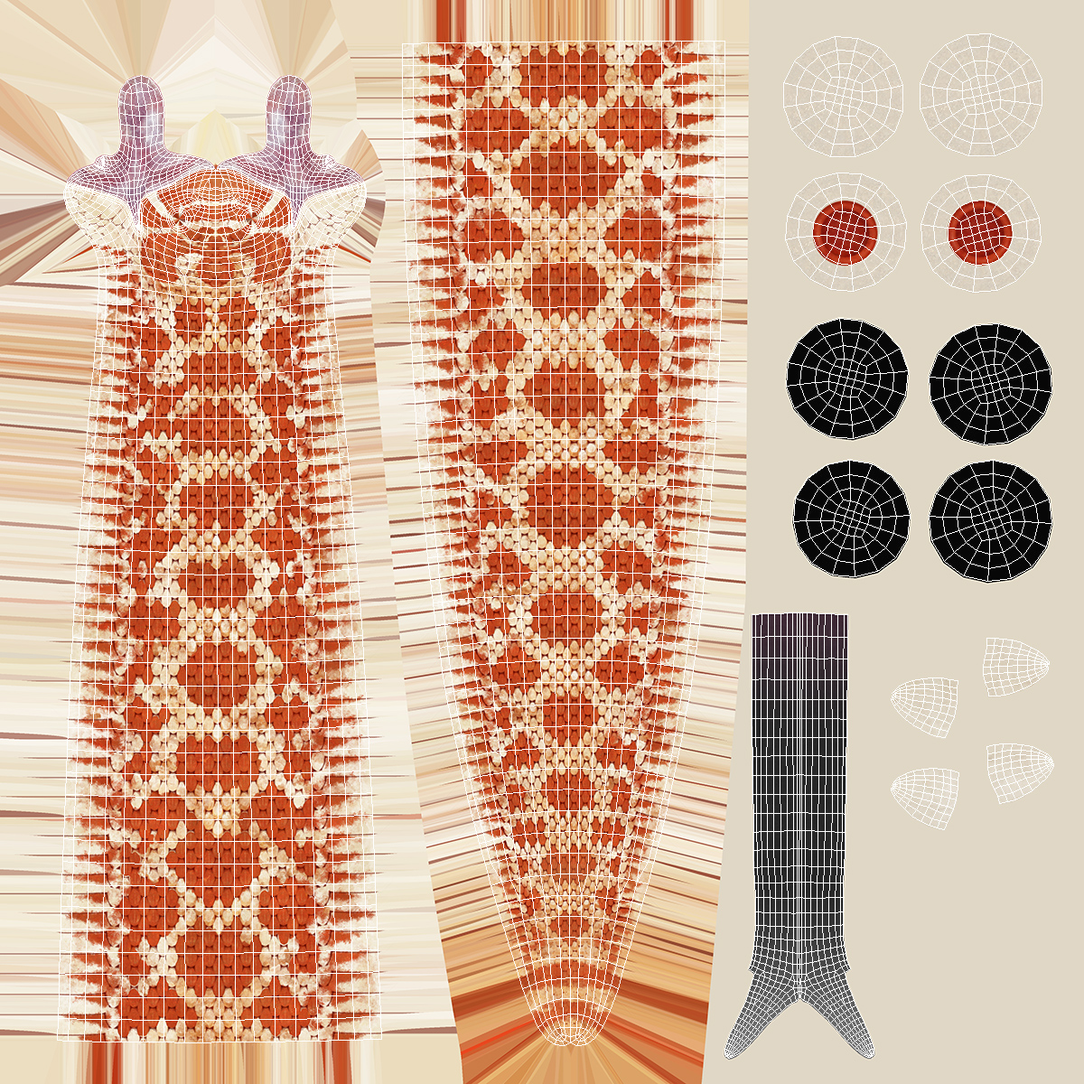 Coiled Red Hognose Snake 3D model