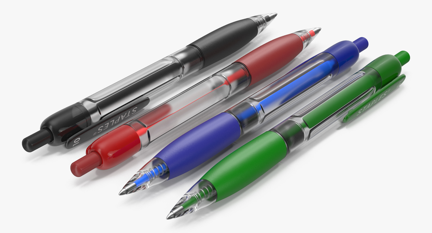 3D model Retractable Ballpoint Pens Set