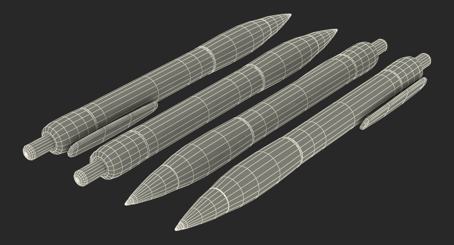 3D model Retractable Ballpoint Pens Set