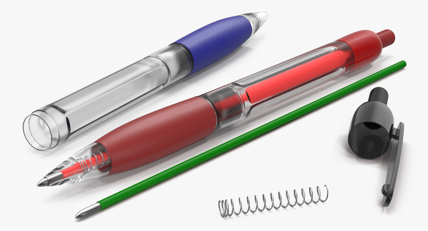3D model Retractable Ballpoint Pens Set