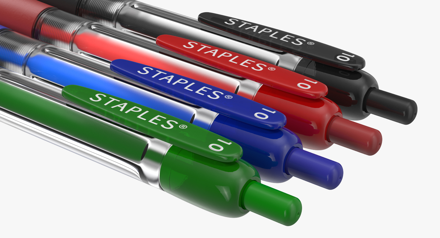 3D model Retractable Ballpoint Pens Set