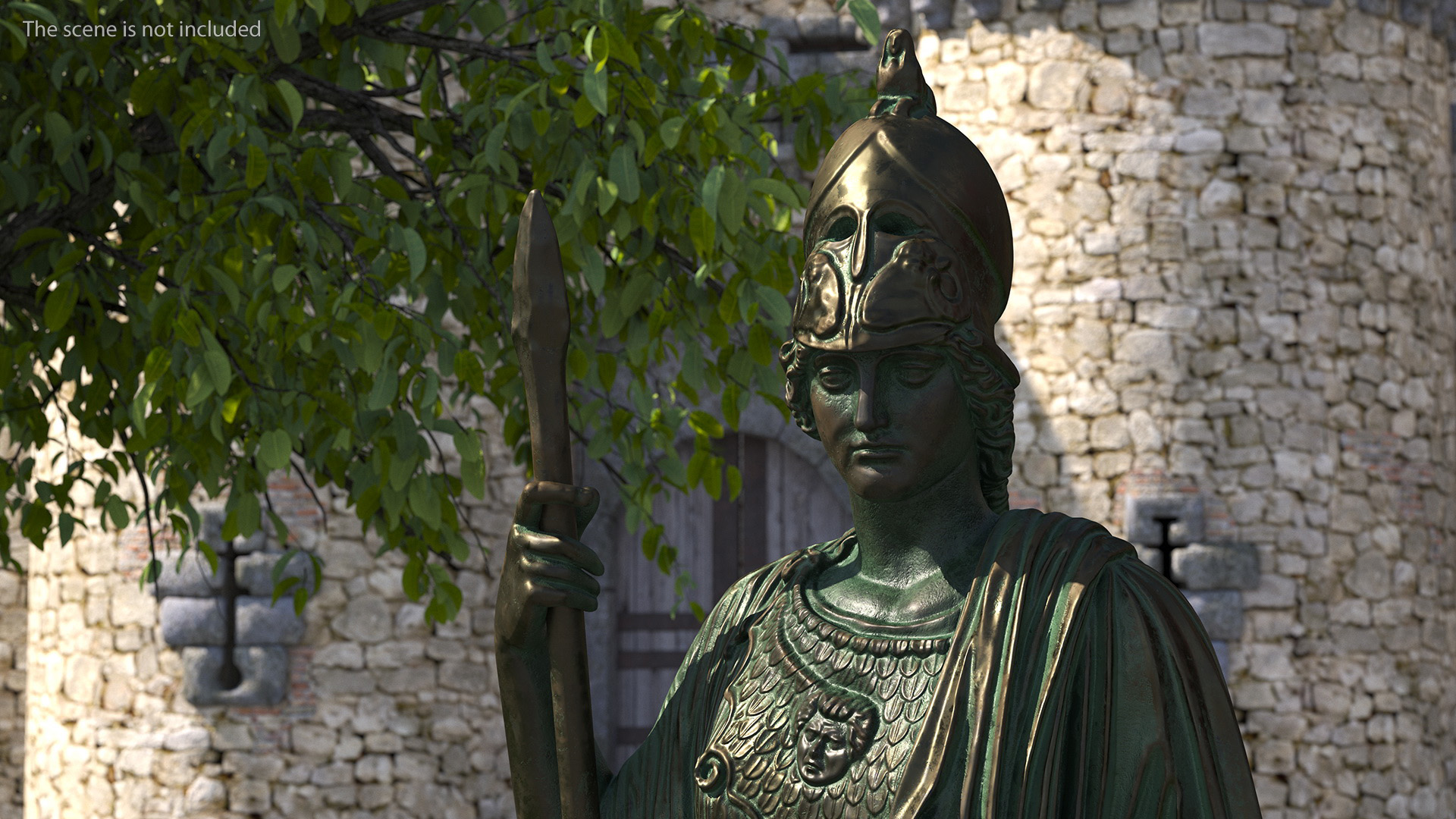 Statue Goddess Athena Bronze Old 3D
