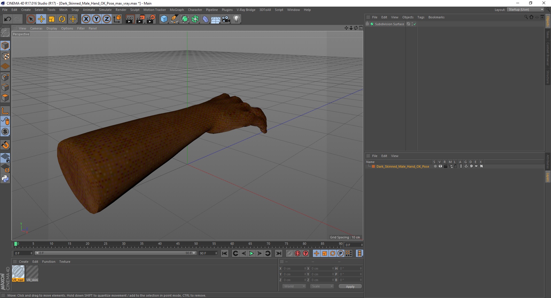 3D model Dark Skinned Male Hand OK Pose