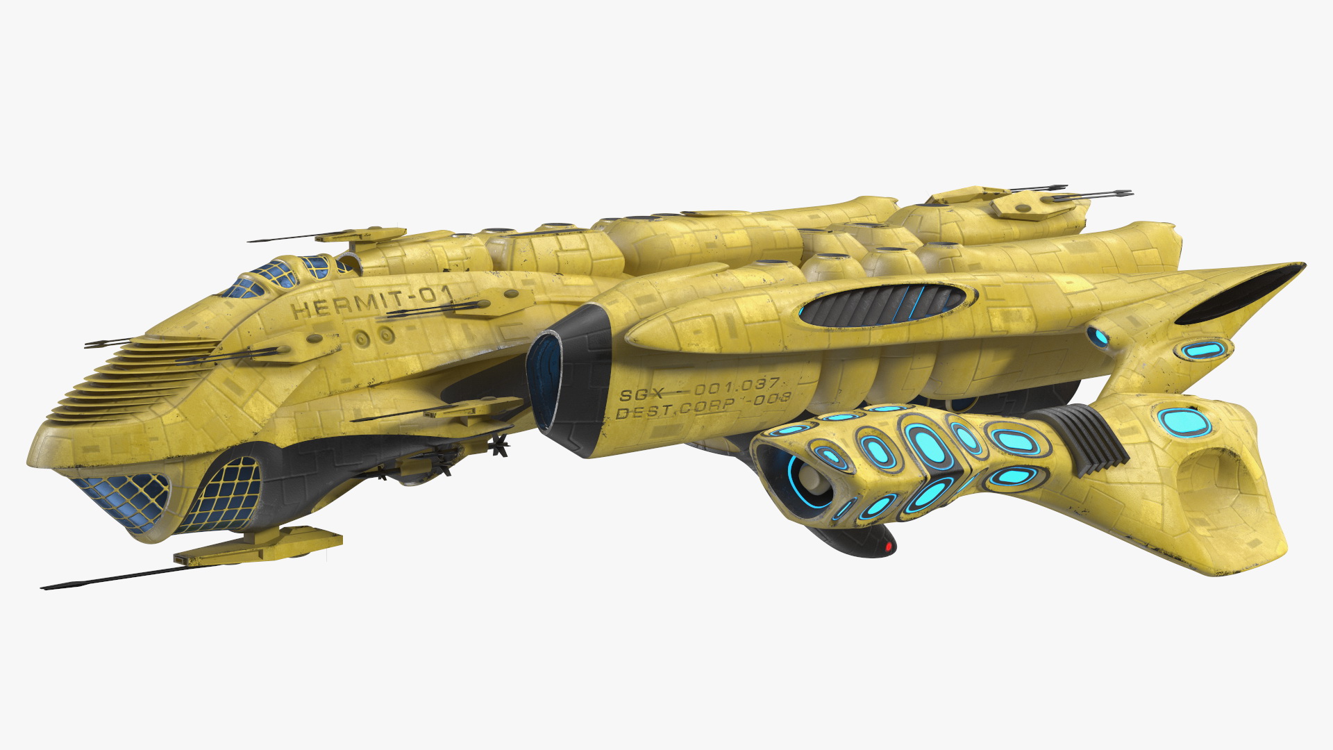 3D Concept Space Warship Yellow model