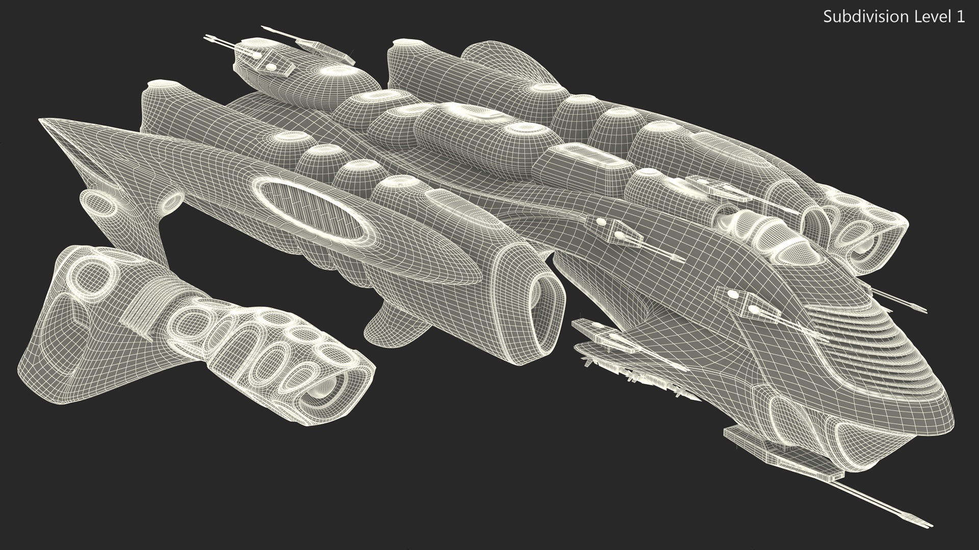 3D Concept Space Warship Yellow model