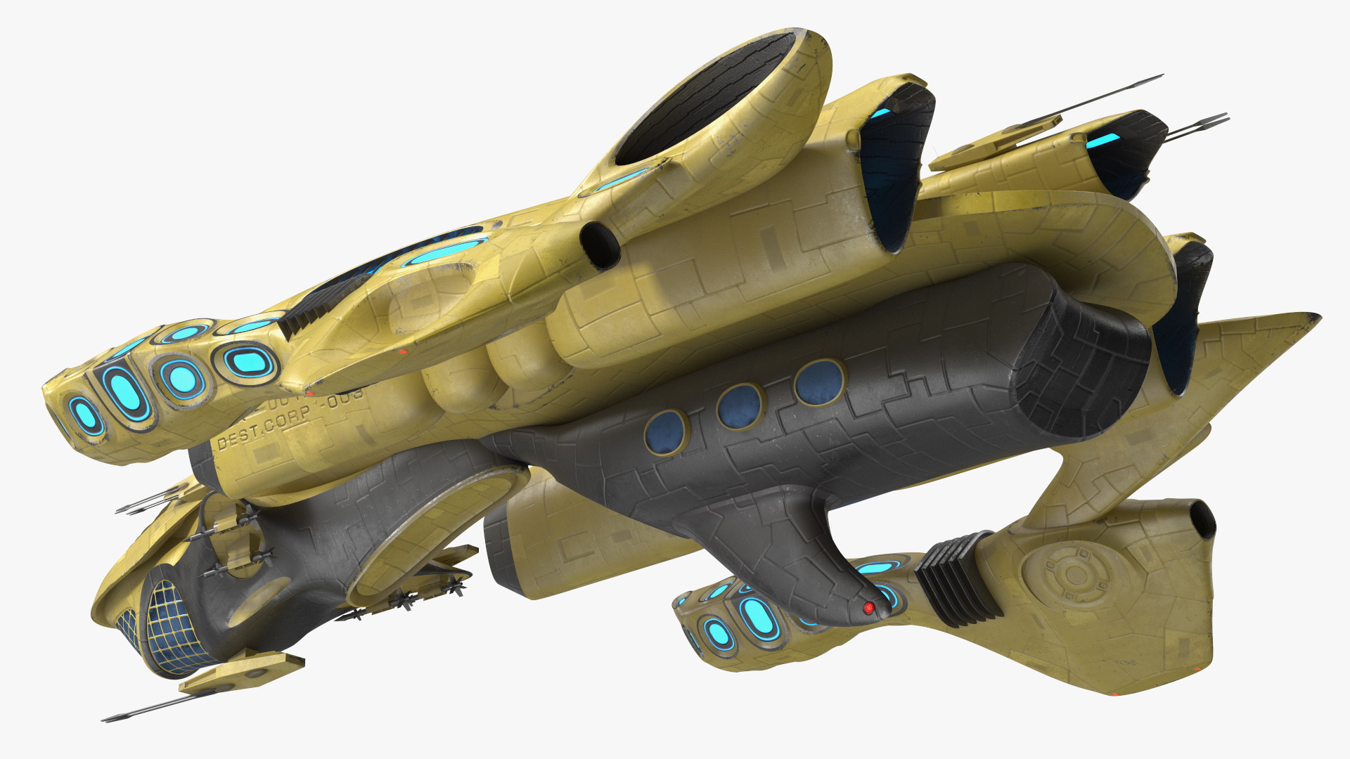 3D Concept Space Warship Yellow model