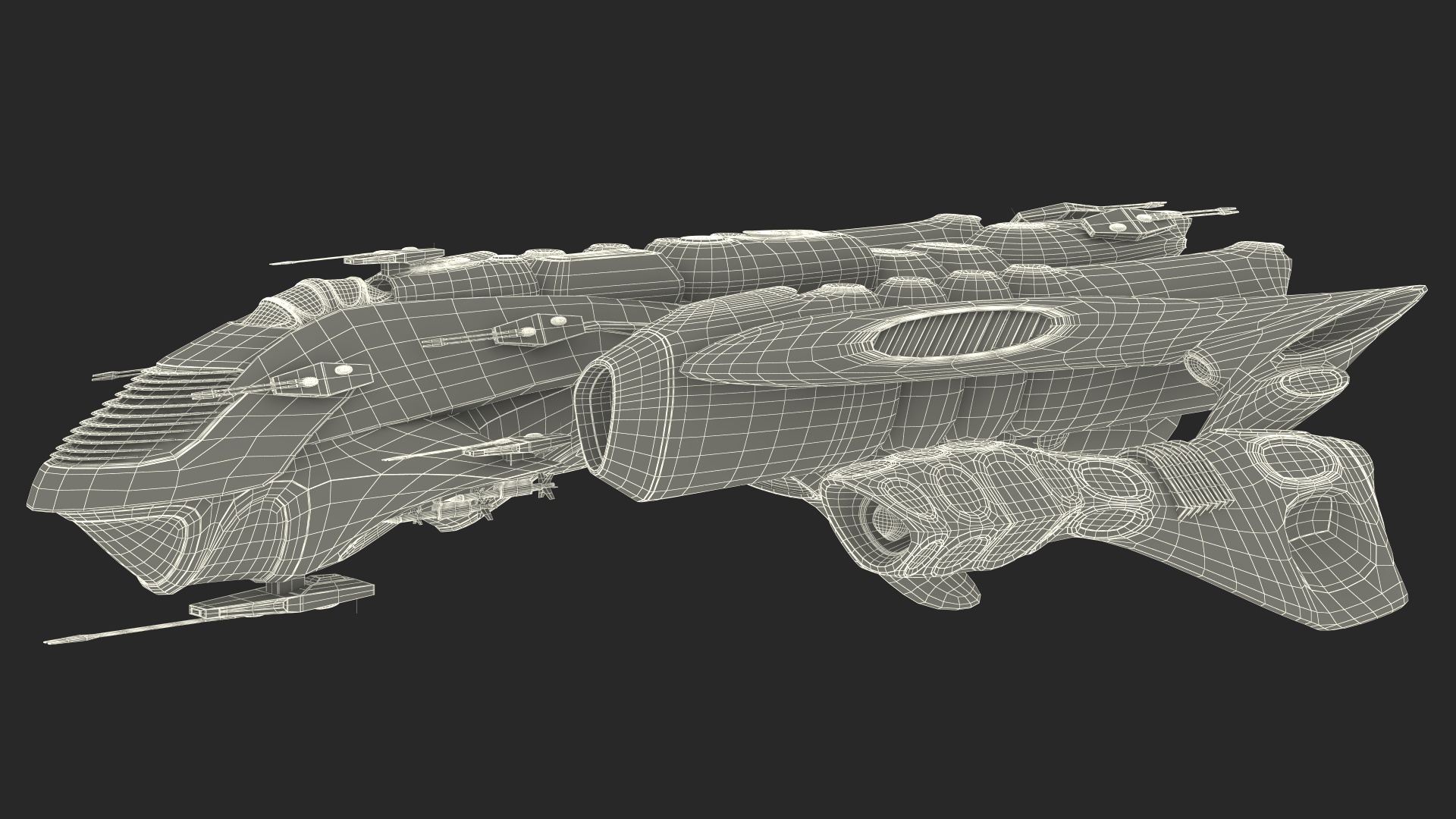 3D Concept Space Warship Yellow model