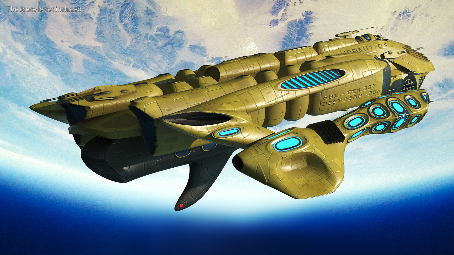 3D Concept Space Warship Yellow model