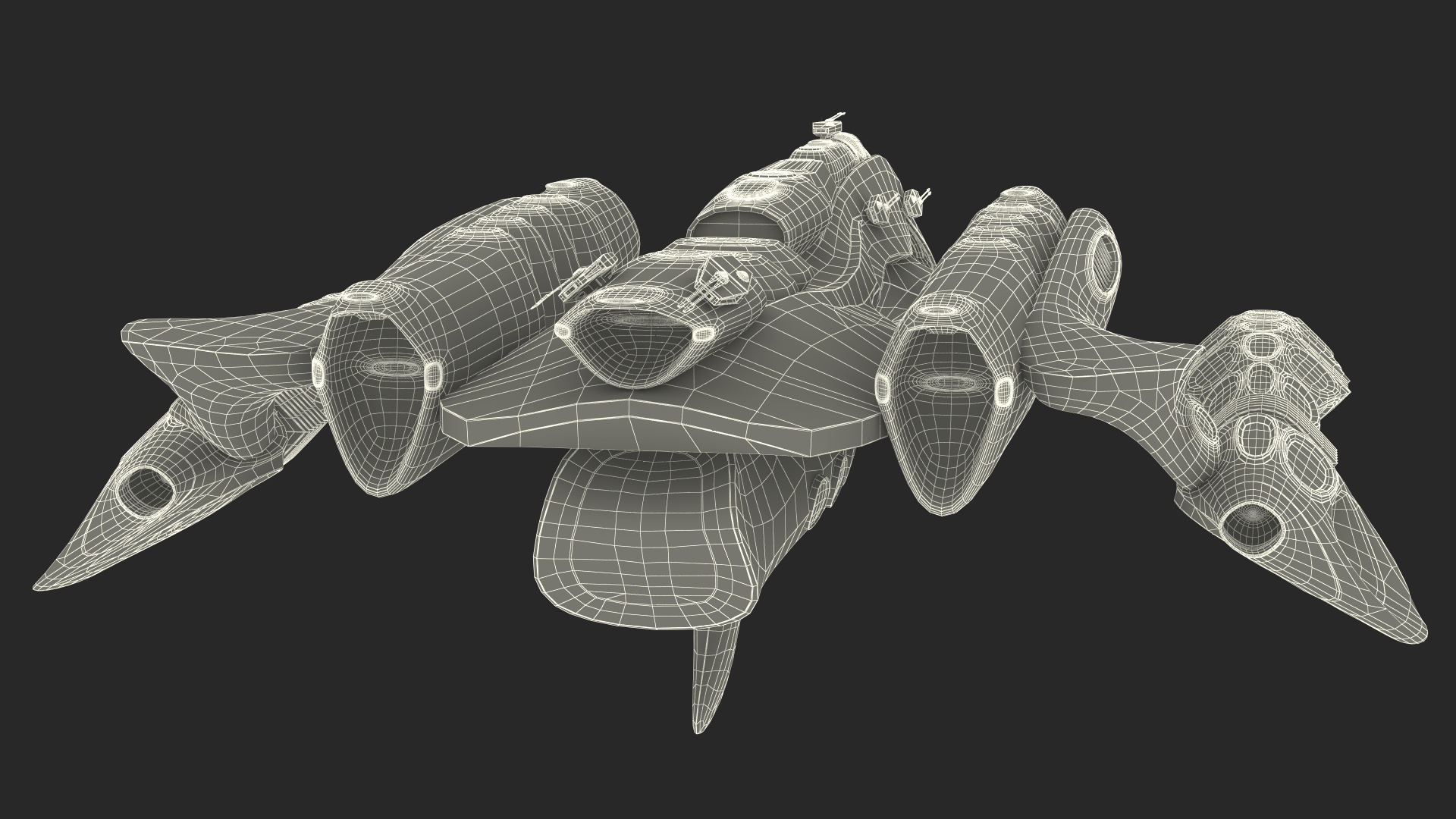 3D Concept Space Warship Yellow model