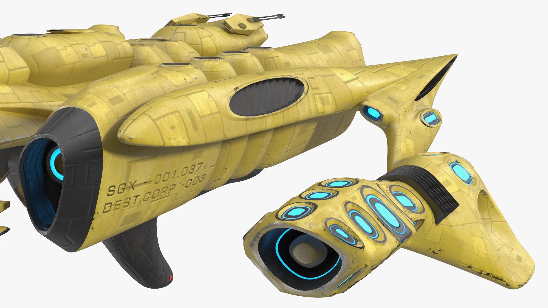 3D Concept Space Warship Yellow model