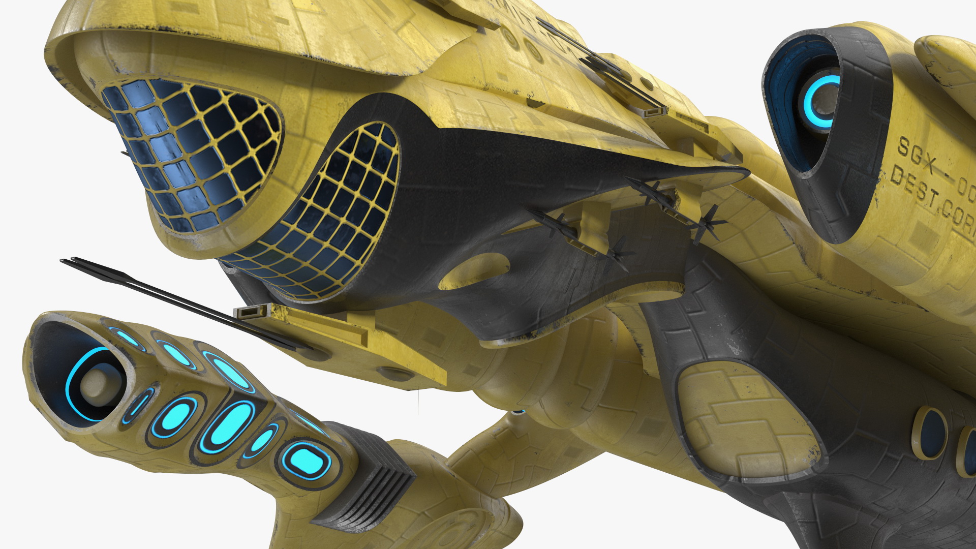 3D Concept Space Warship Yellow model