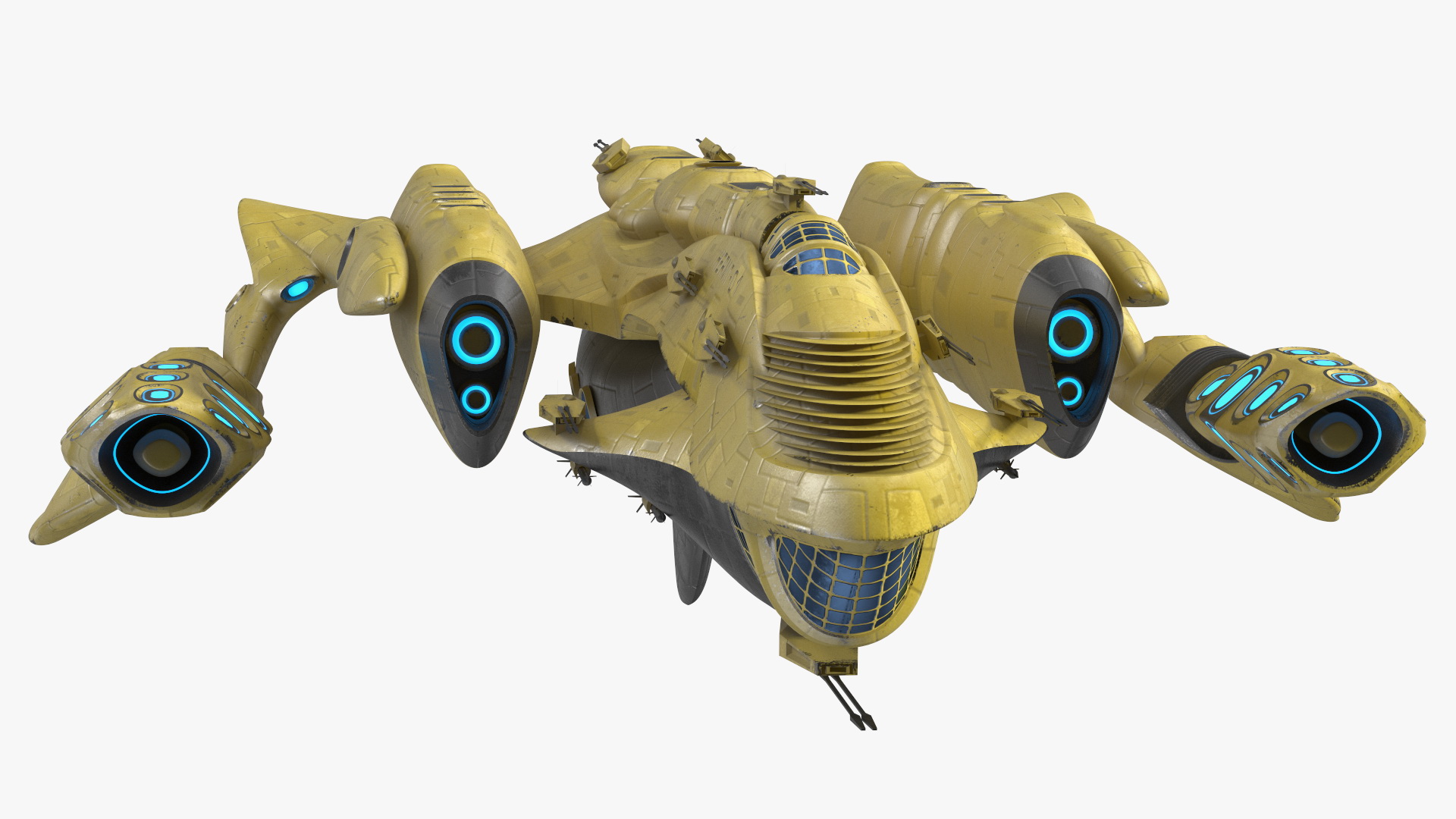 3D Concept Space Warship Yellow model
