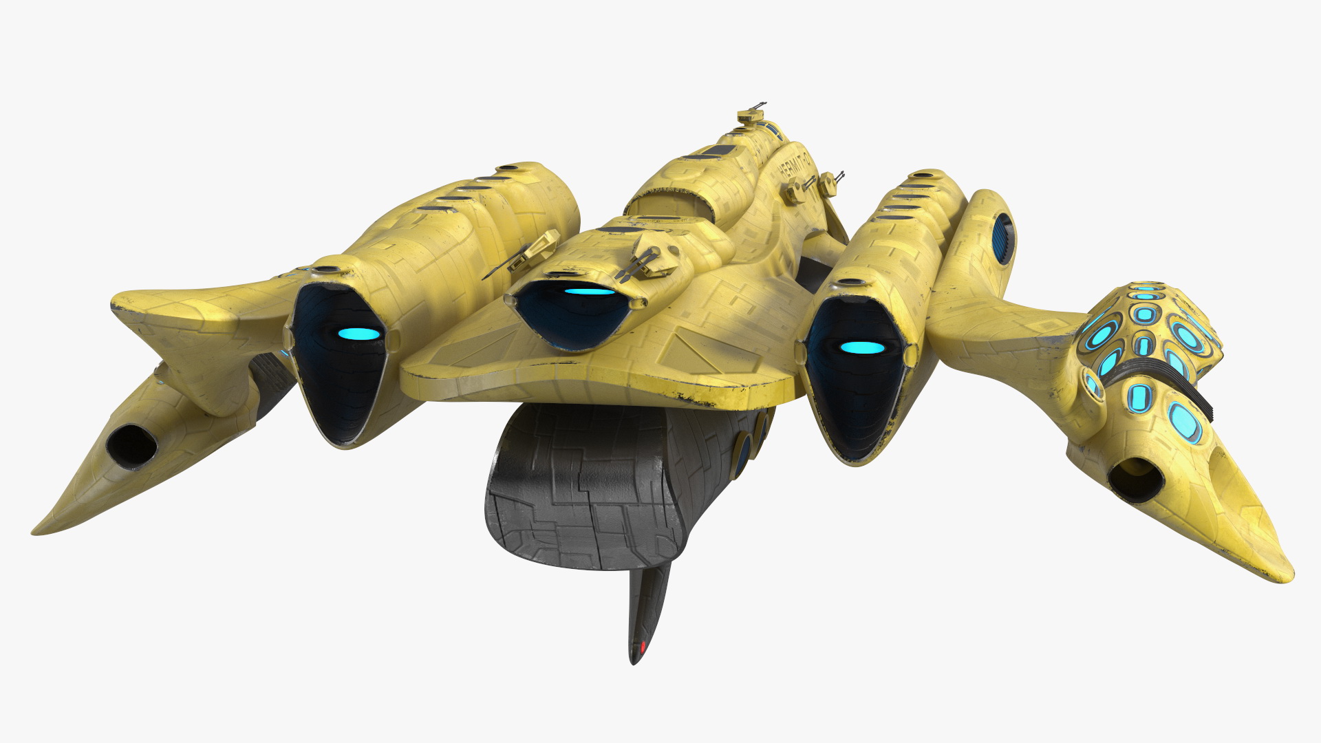 3D Concept Space Warship Yellow model
