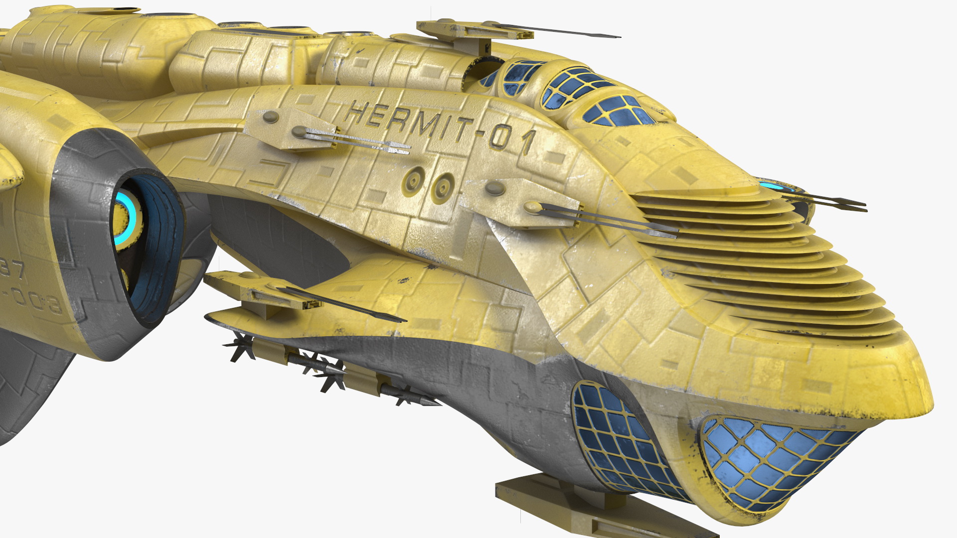 3D Concept Space Warship Yellow model