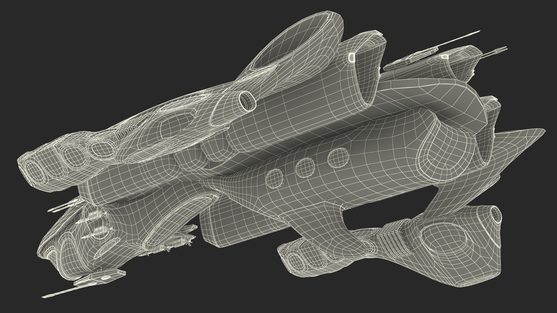 3D Concept Space Warship Yellow model