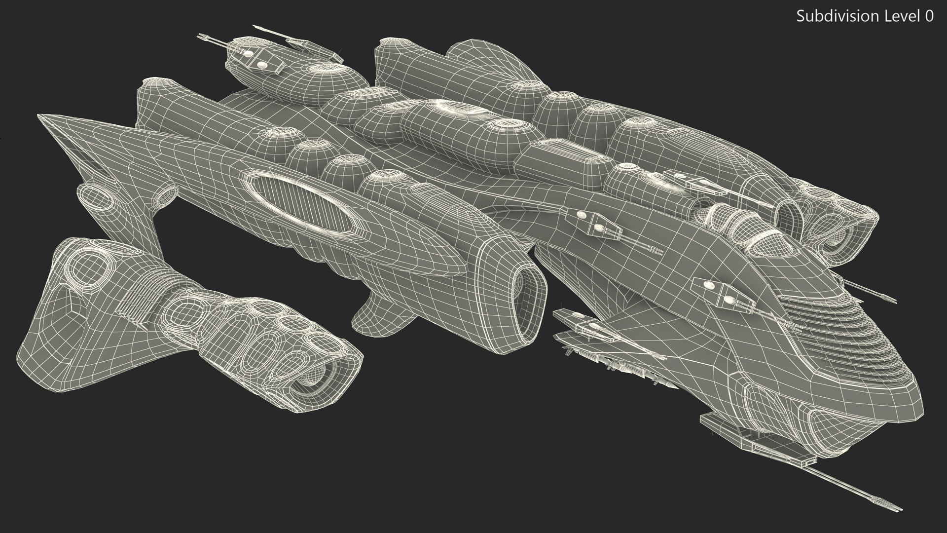 3D Concept Space Warship Yellow model