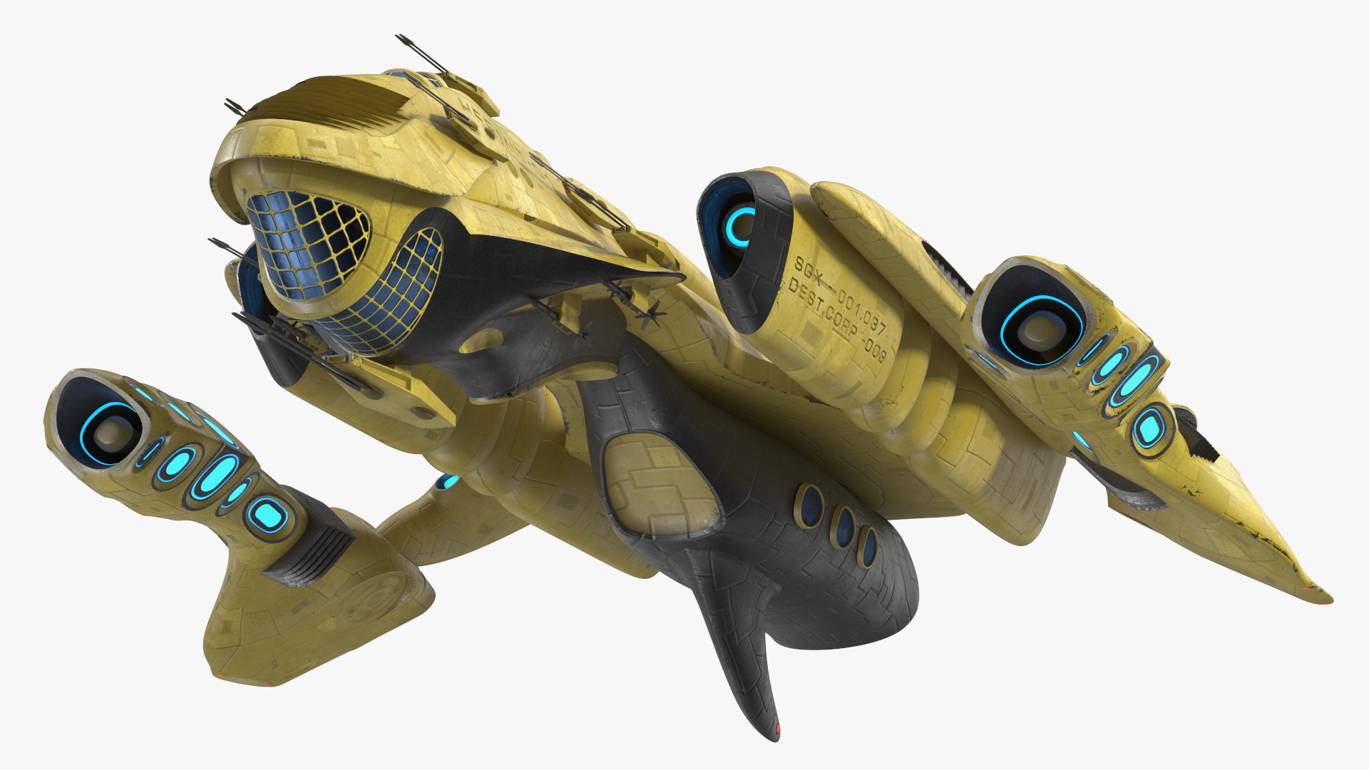 3D Concept Space Warship Yellow model