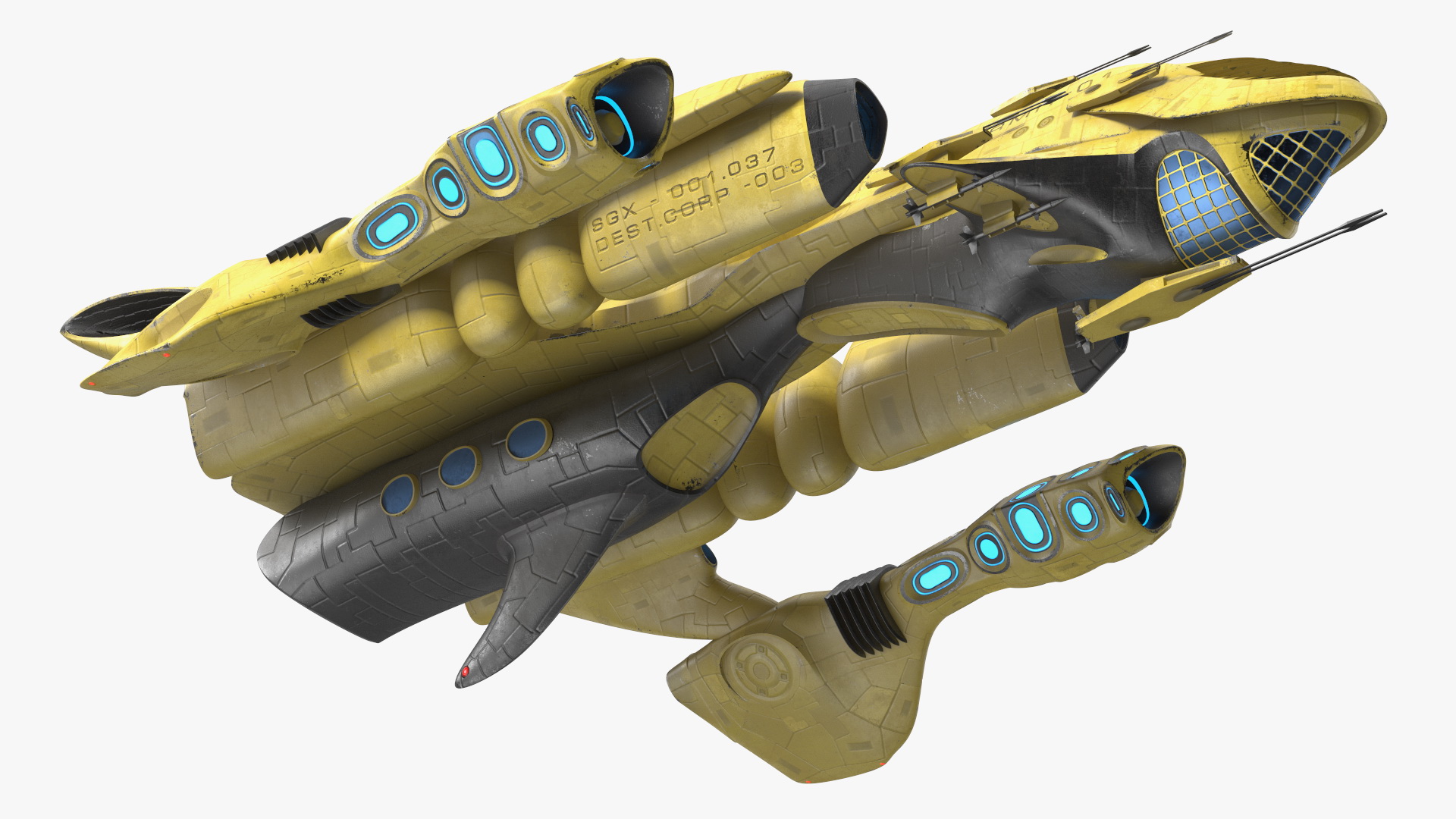 3D Concept Space Warship Yellow model
