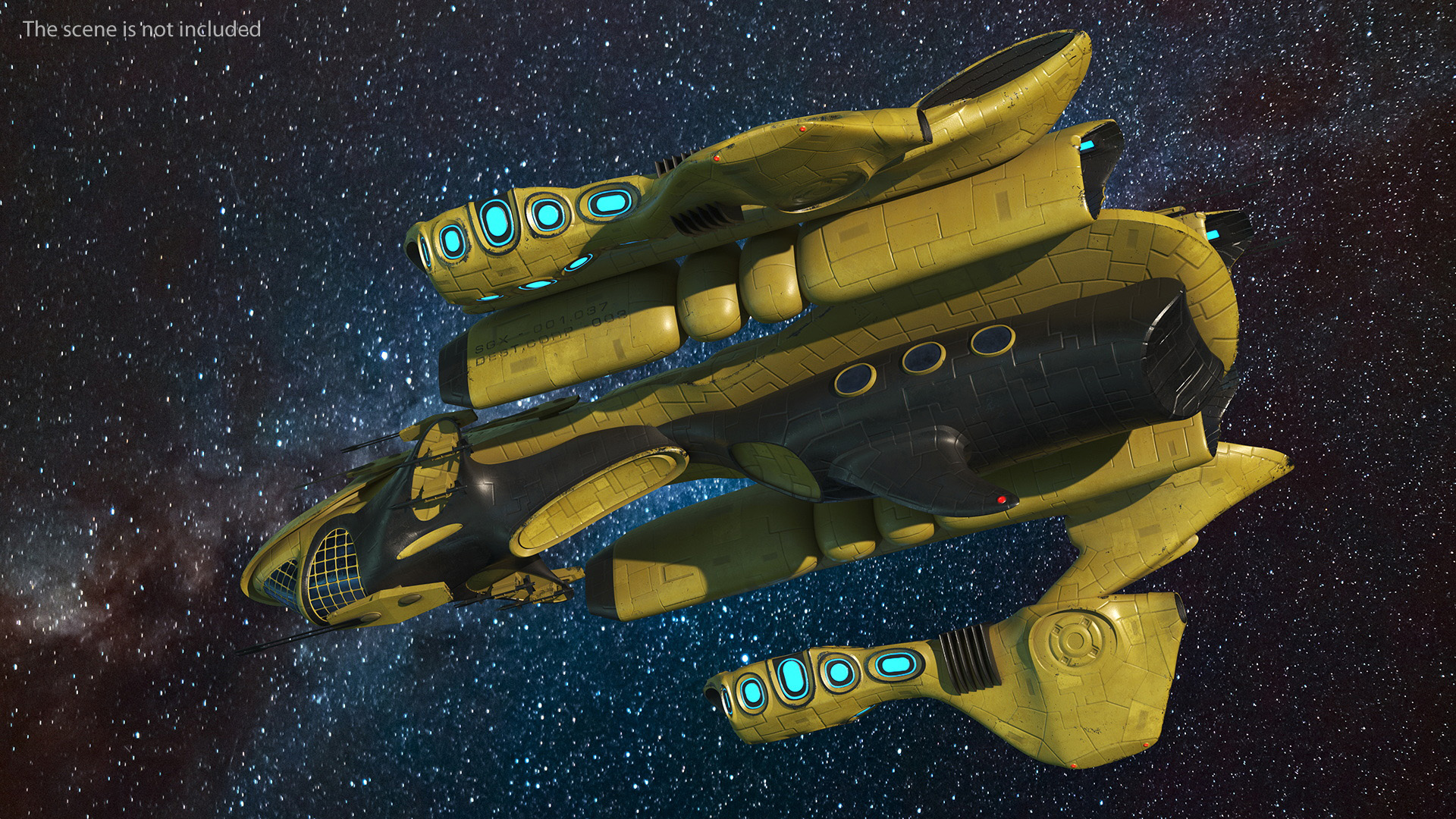 3D Concept Space Warship Yellow model
