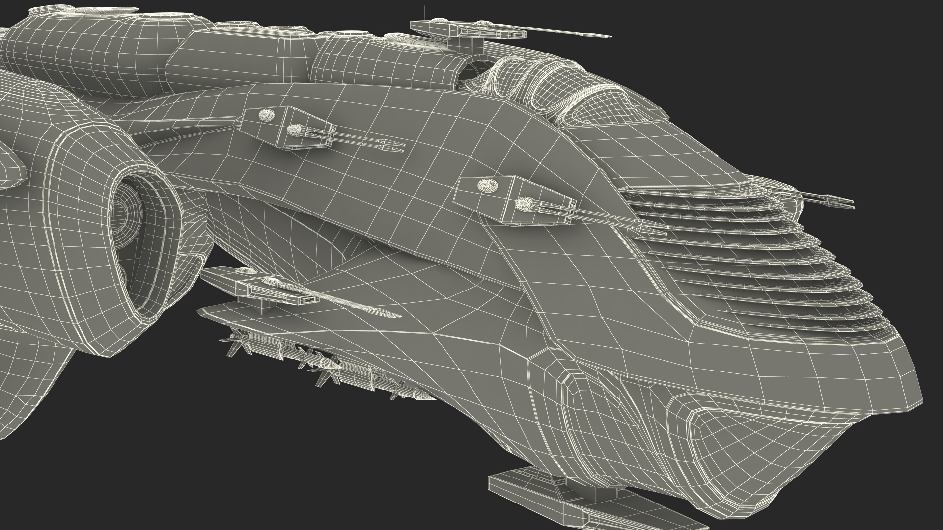 3D Concept Space Warship Yellow model