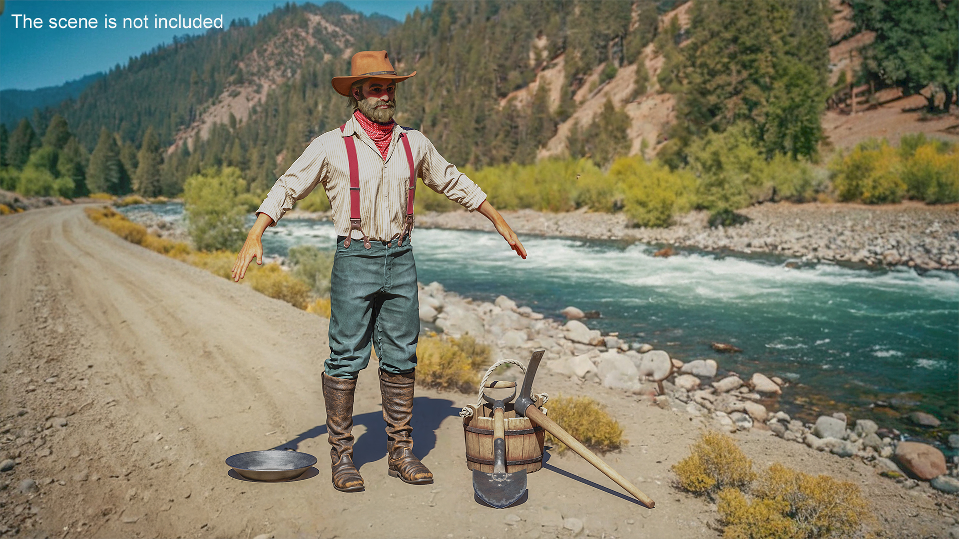 3D Wild West Prospector with Tools