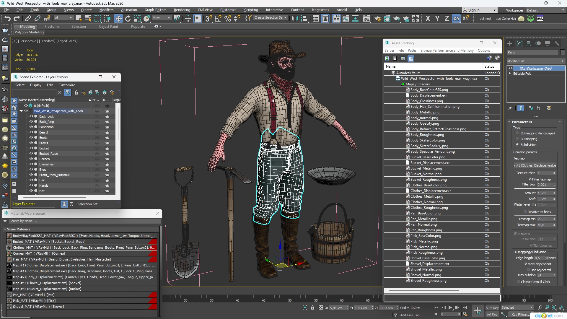 3D Wild West Prospector with Tools