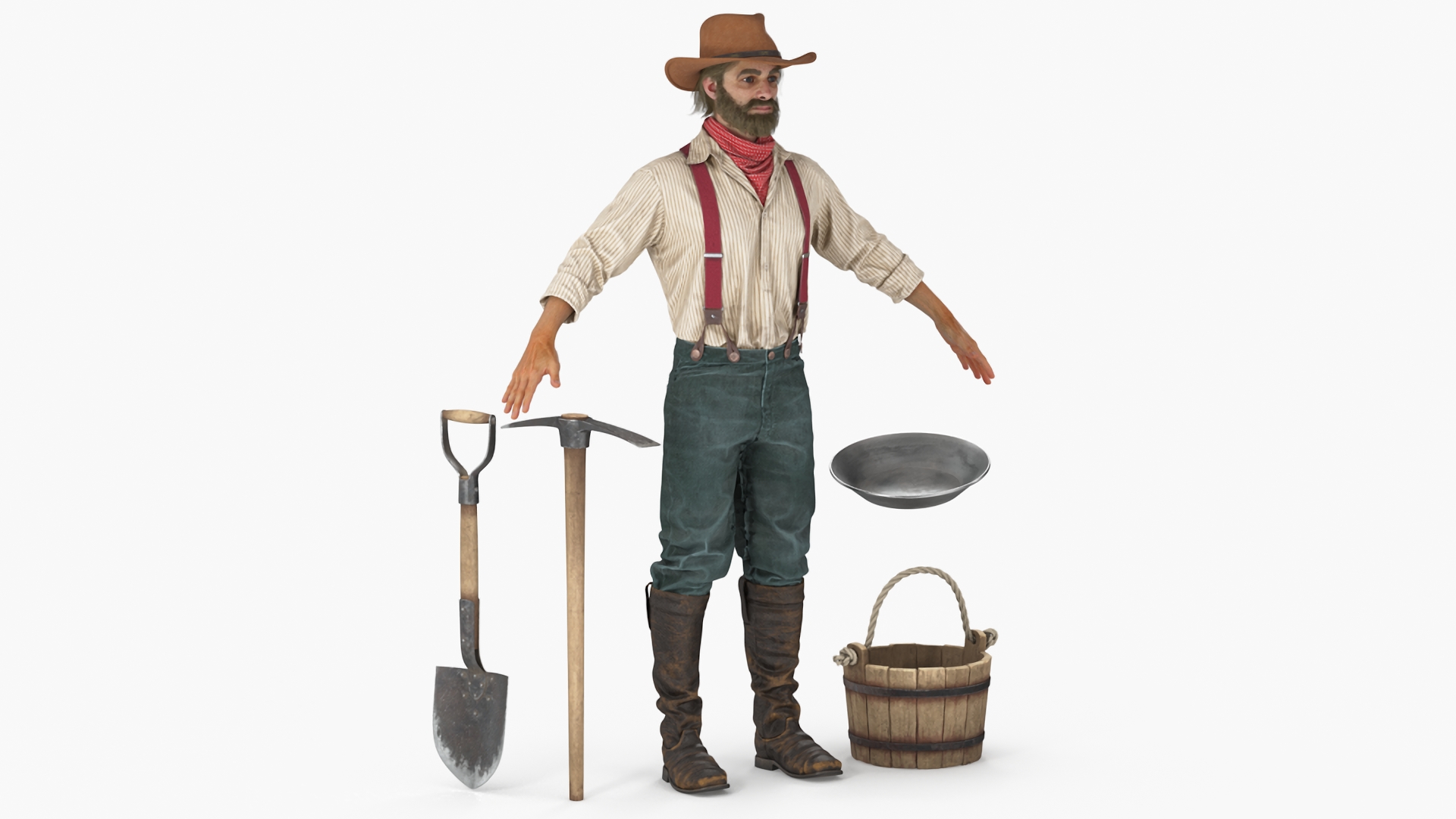 3D Wild West Prospector with Tools