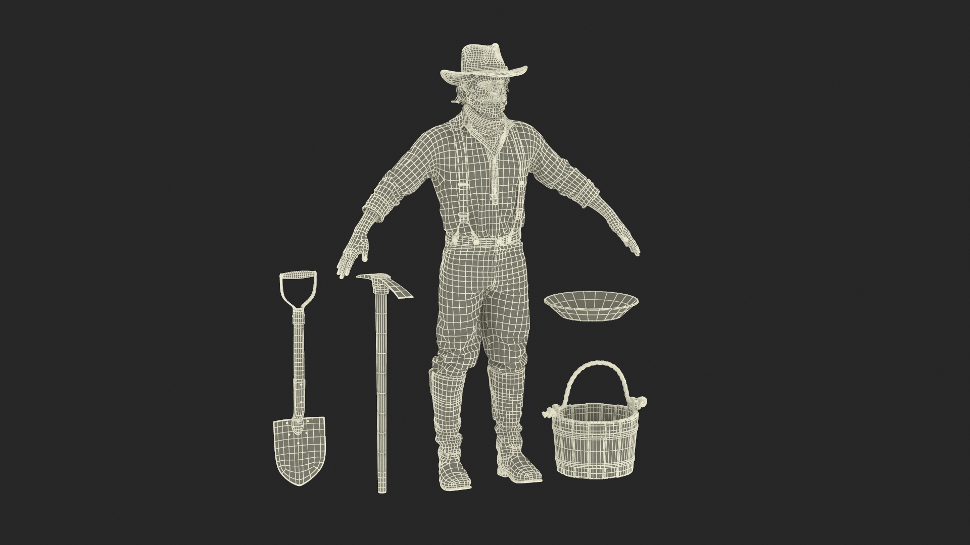 3D Wild West Prospector with Tools